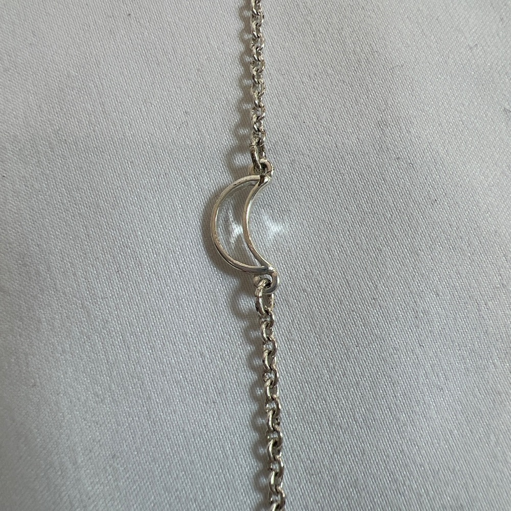 NRQ Stamped Silver Tone Dainty Stackable Moon Bracelet